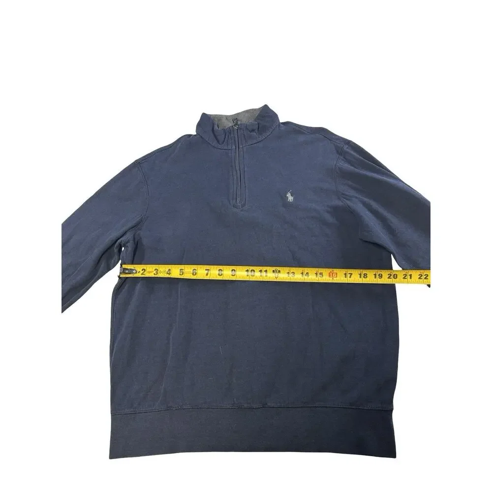 Polo Ralph Lauren Men’s Large Navy 1/4 Zip Pullover Sweatshirt Pony Logo